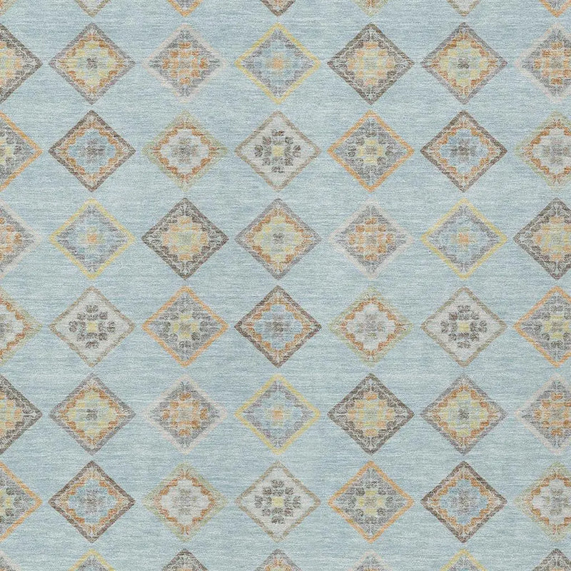 10' X 14' Sky Blue And Blue Geometric Washable Indoor Outdoor Area Rug Homeroots Outdoor