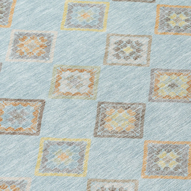 10' X 14' Sky Blue And Blue Geometric Washable Indoor Outdoor Area Rug Homeroots Outdoor