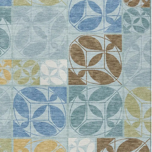 10' X 14' Sky Blue And Blue Geometric Washable Indoor Outdoor Area Rug Homeroots Outdoor