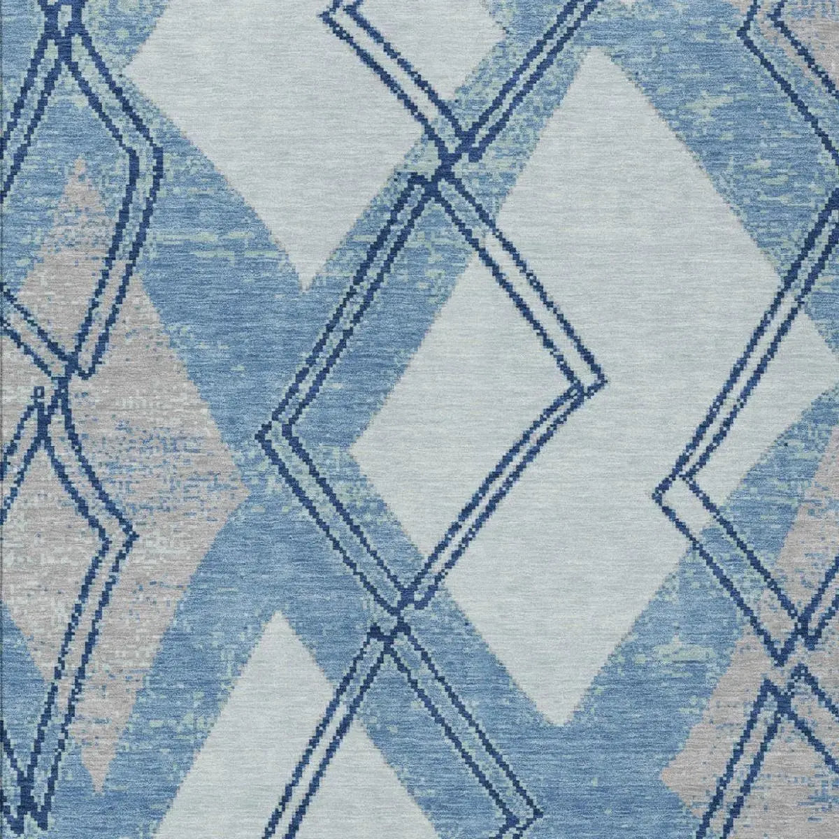 10' X 14' Sky Blue And Blue Geometric Washable Indoor Outdoor Area Rug Homeroots Outdoor