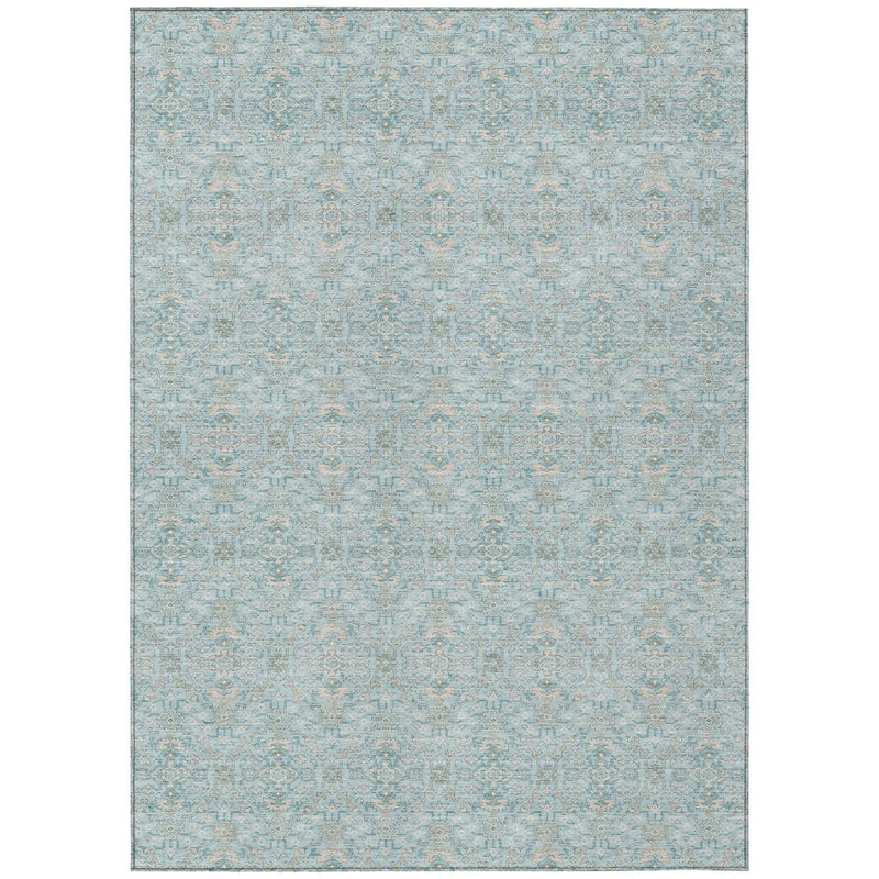 10' X 14' Sky Blue And Blue Oriental Washable Indoor Outdoor Area Rug Homeroots Outdoor
