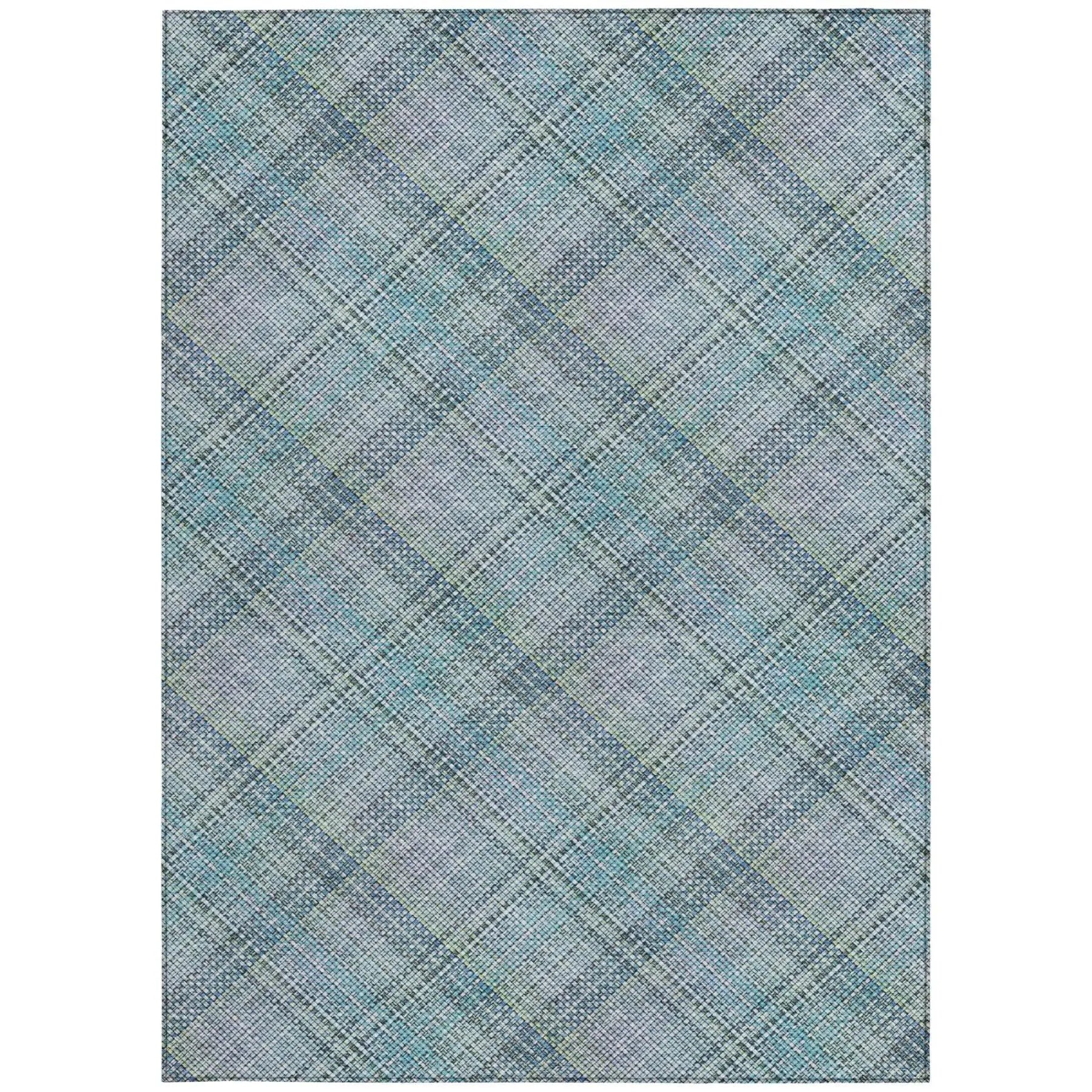 10' X 14' Sky Blue And Blue Plaid Washable Indoor Outdoor Area Rug Homeroots Outdoor
