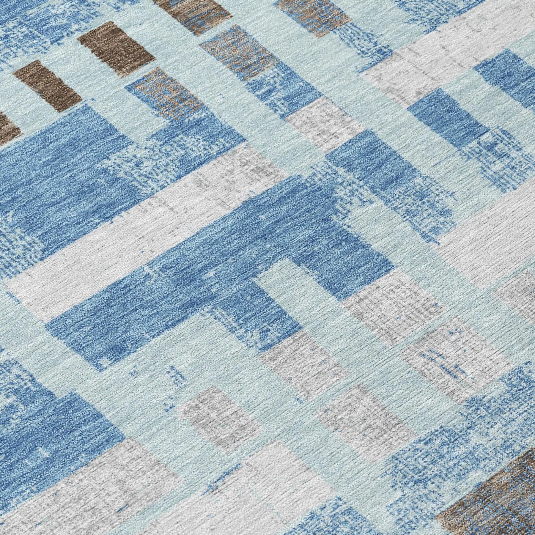 10' X 14' Sky Blue And Blue Striped Washable Indoor Outdoor Area Rug Homeroots Outdoor