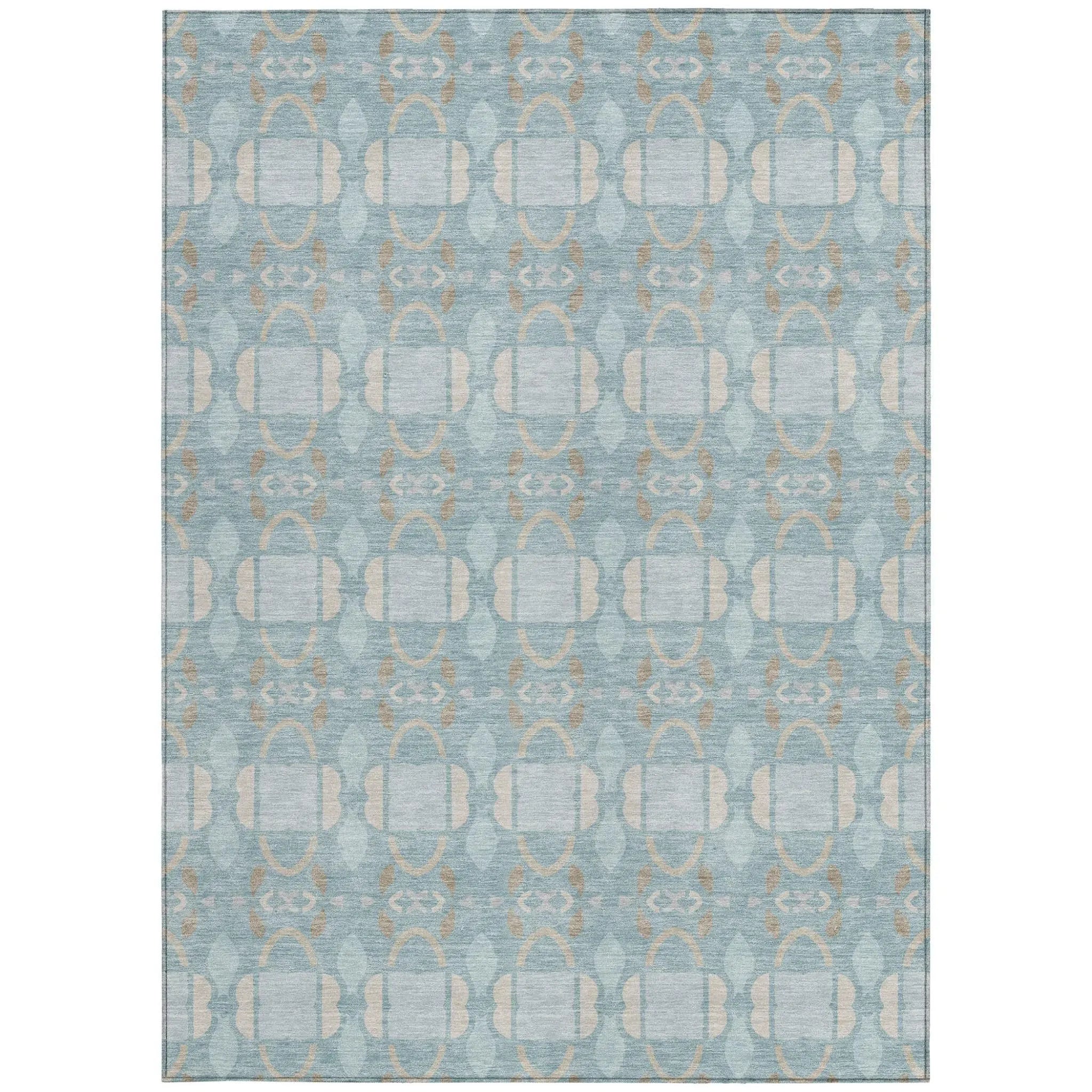 10' X 14' Sky Blue And Blue Striped Washable Indoor Outdoor Area Rug Homeroots Outdoor
