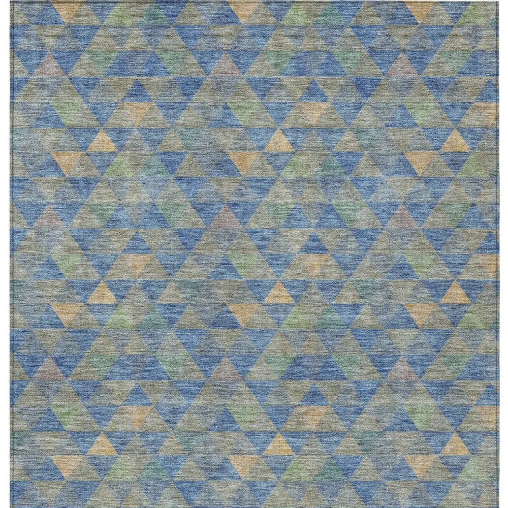 10' X 14' Sky Blue And Gray Geometric Washable Indoor Outdoor Area Rug Homeroots Outdoor