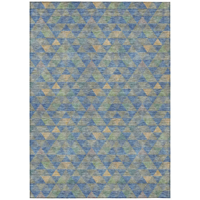 10' X 14' Sky Blue And Gray Geometric Washable Indoor Outdoor Area Rug Homeroots Outdoor