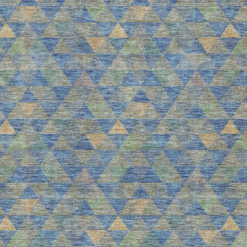 10' X 14' Sky Blue And Gray Geometric Washable Indoor Outdoor Area Rug Homeroots Outdoor