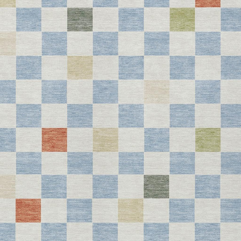 10' X 14' Sky Blue And Gray Geometric Washable Indoor Outdoor Area Rug Homeroots Outdoor
