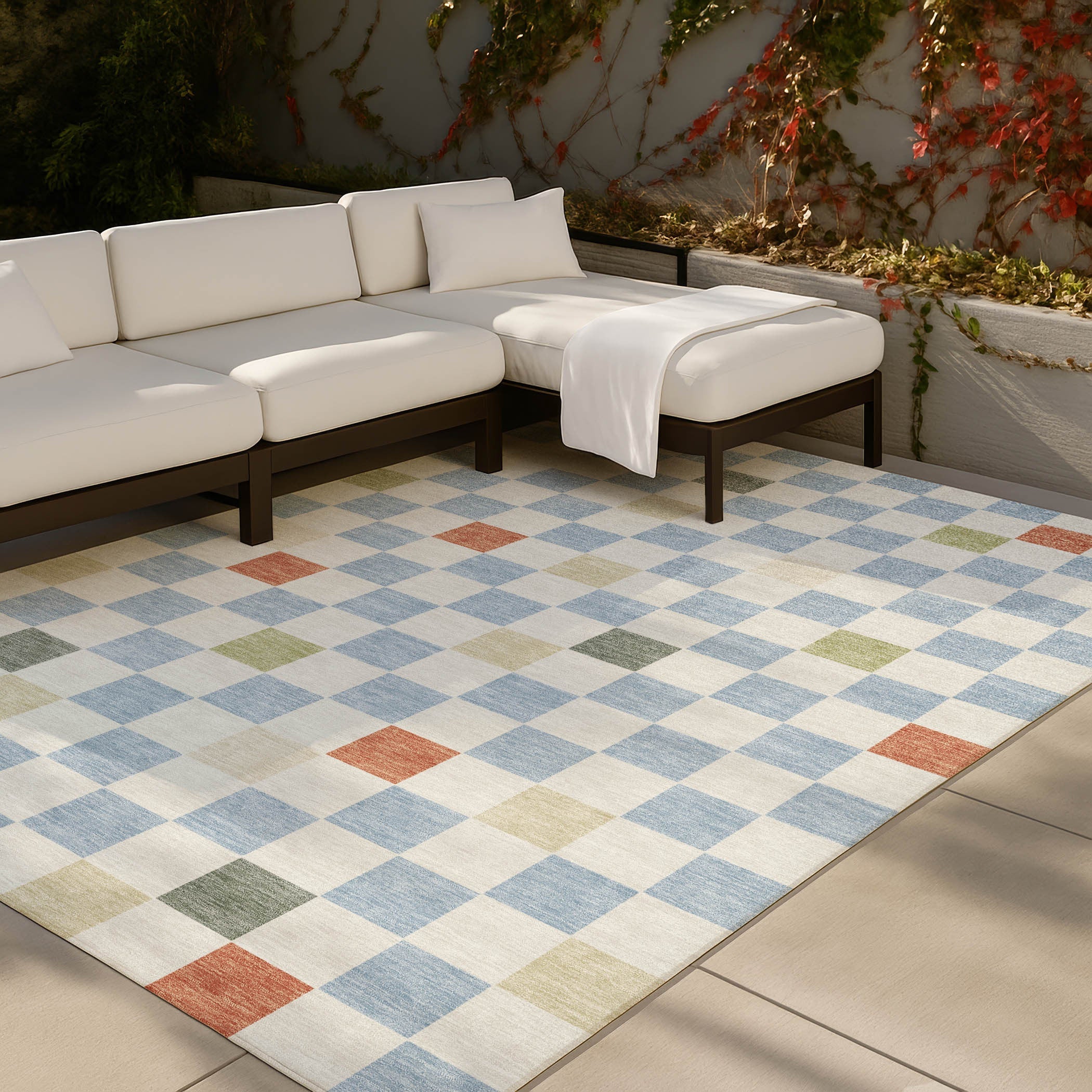 10' X 14' Sky Blue And Gray Geometric Washable Indoor Outdoor Area Rug Homeroots Outdoor