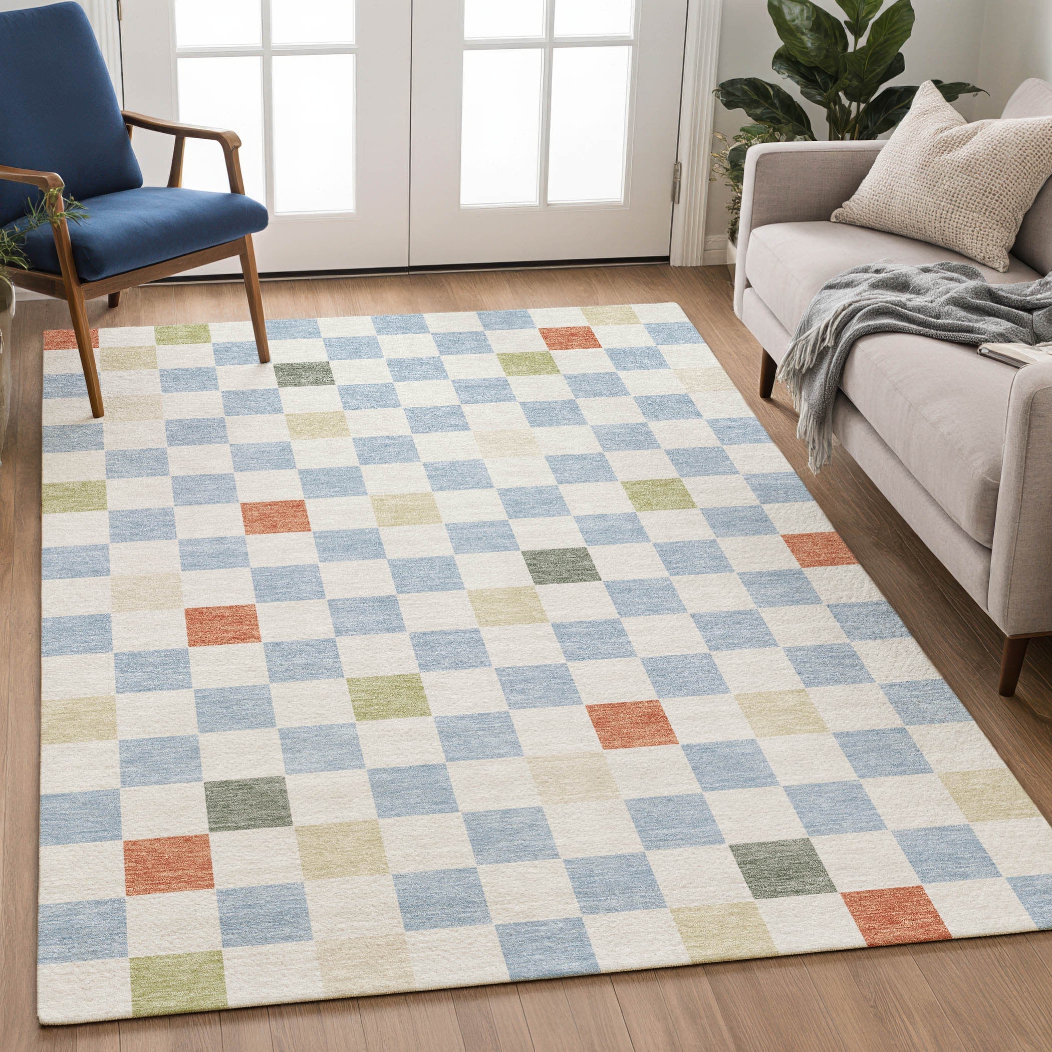 10' X 14' Sky Blue And Gray Geometric Washable Indoor Outdoor Area Rug Homeroots Outdoor