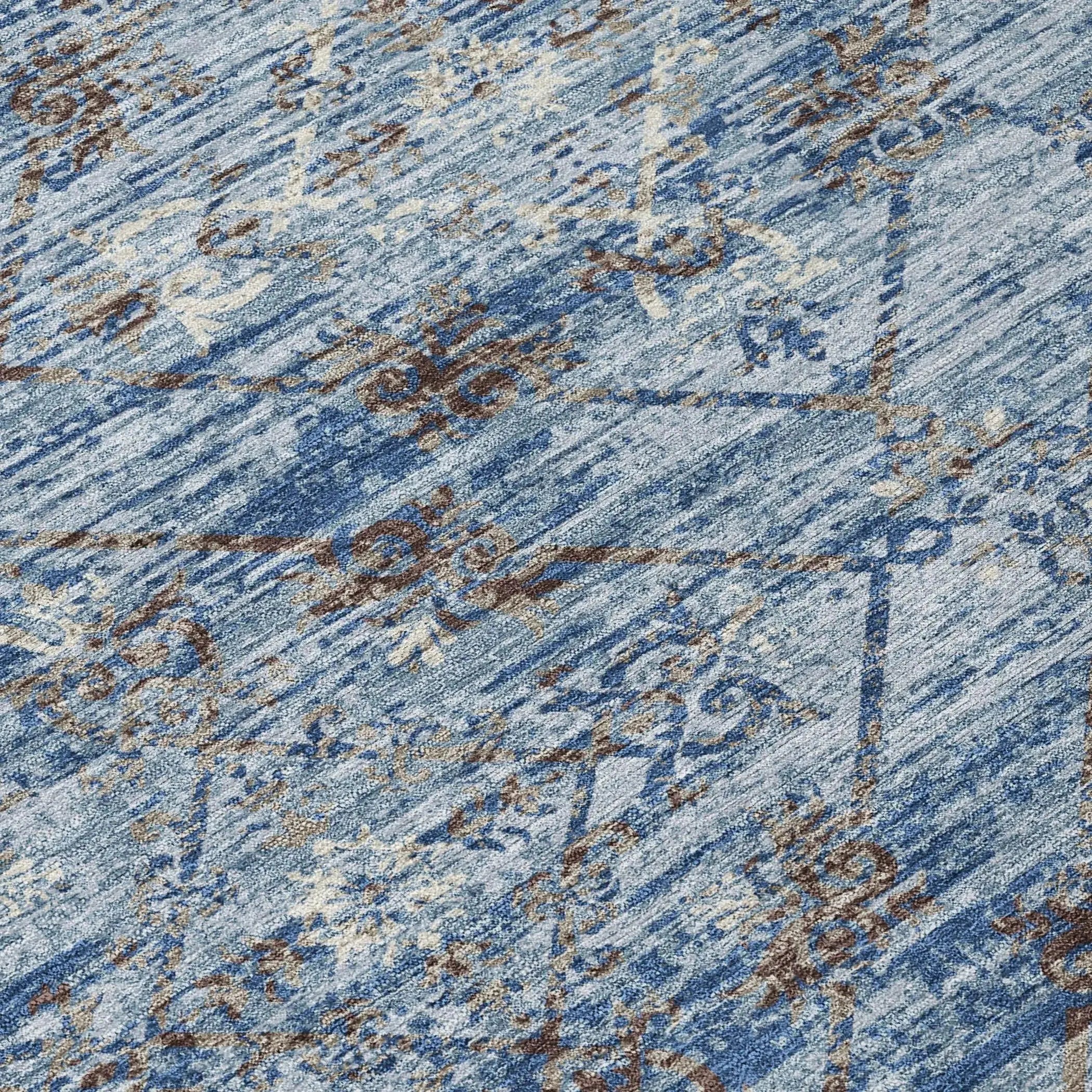 10' X 14' Sky Blue And Ivory Geometric Washable Indoor Outdoor Area Rug Homeroots Outdoor