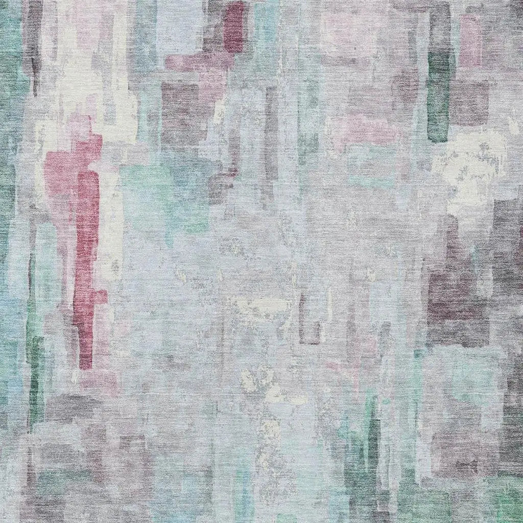 10' X 14' Sky Blue And Mauve Abstract Washable Indoor Outdoor Area Rug Homeroots Outdoor
