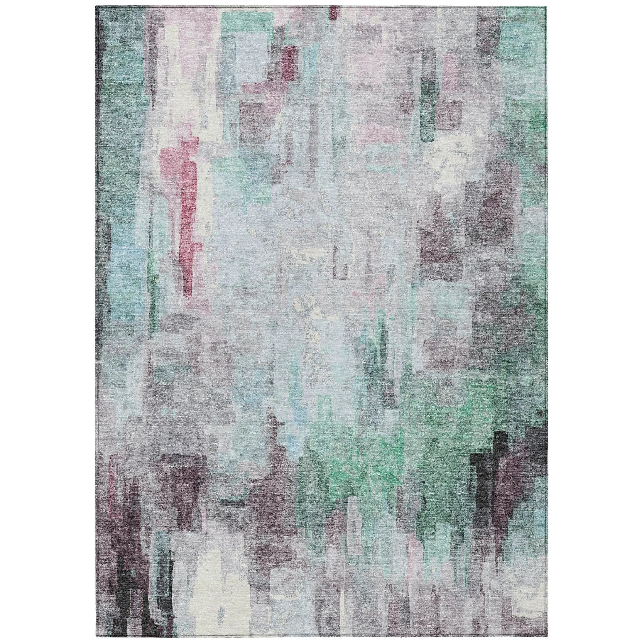 10' X 14' Sky Blue And Mauve Abstract Washable Indoor Outdoor Area Rug Homeroots Outdoor