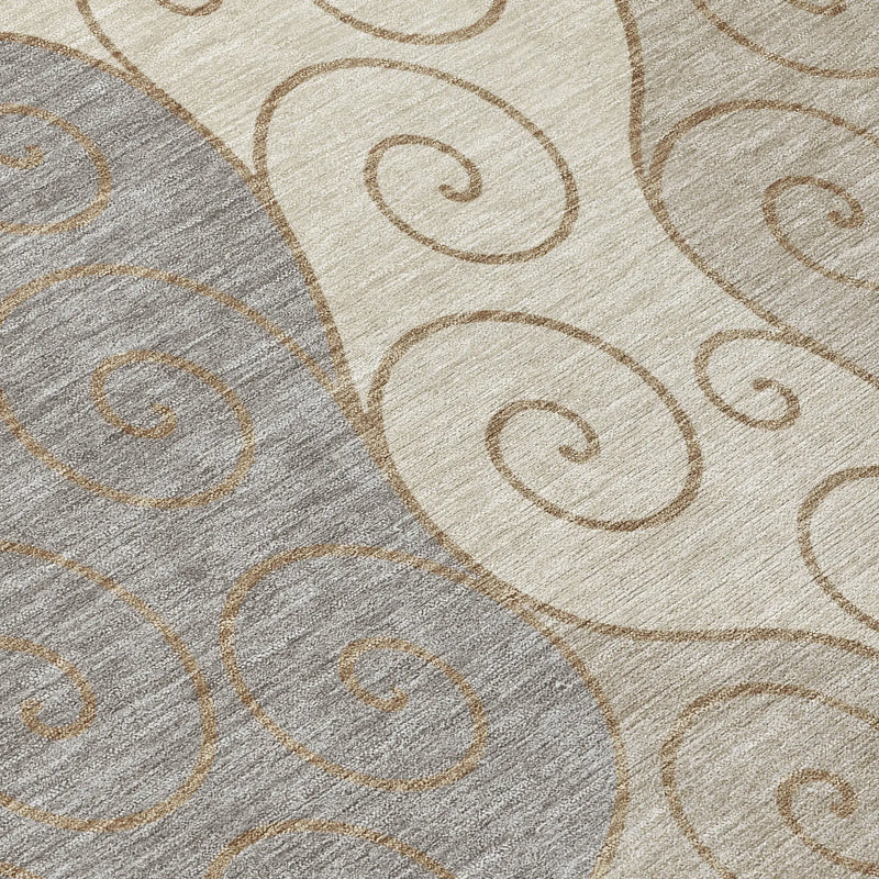 10' X 14' Taupe And Beige Abstract Washable Indoor Outdoor Area Rug Homeroots Outdoor