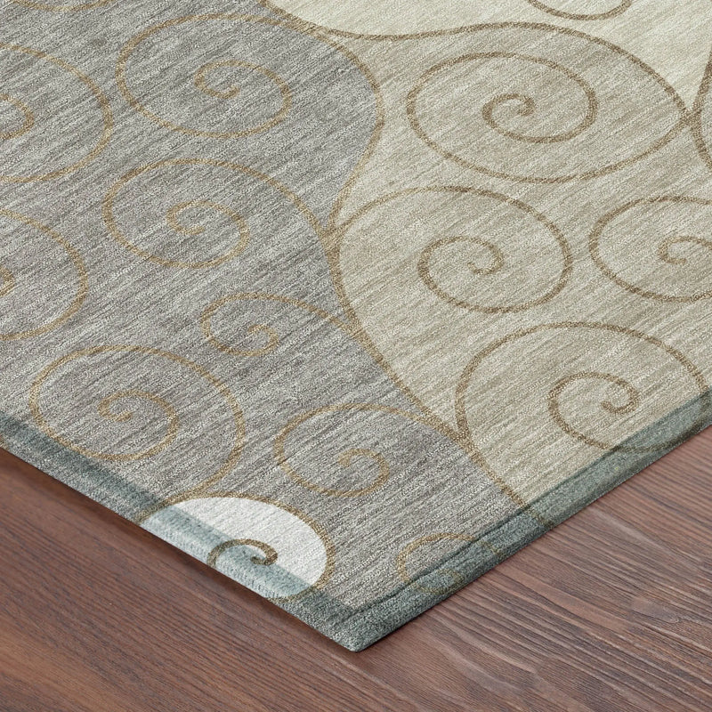 10' X 14' Taupe And Beige Abstract Washable Indoor Outdoor Area Rug Homeroots Outdoor
