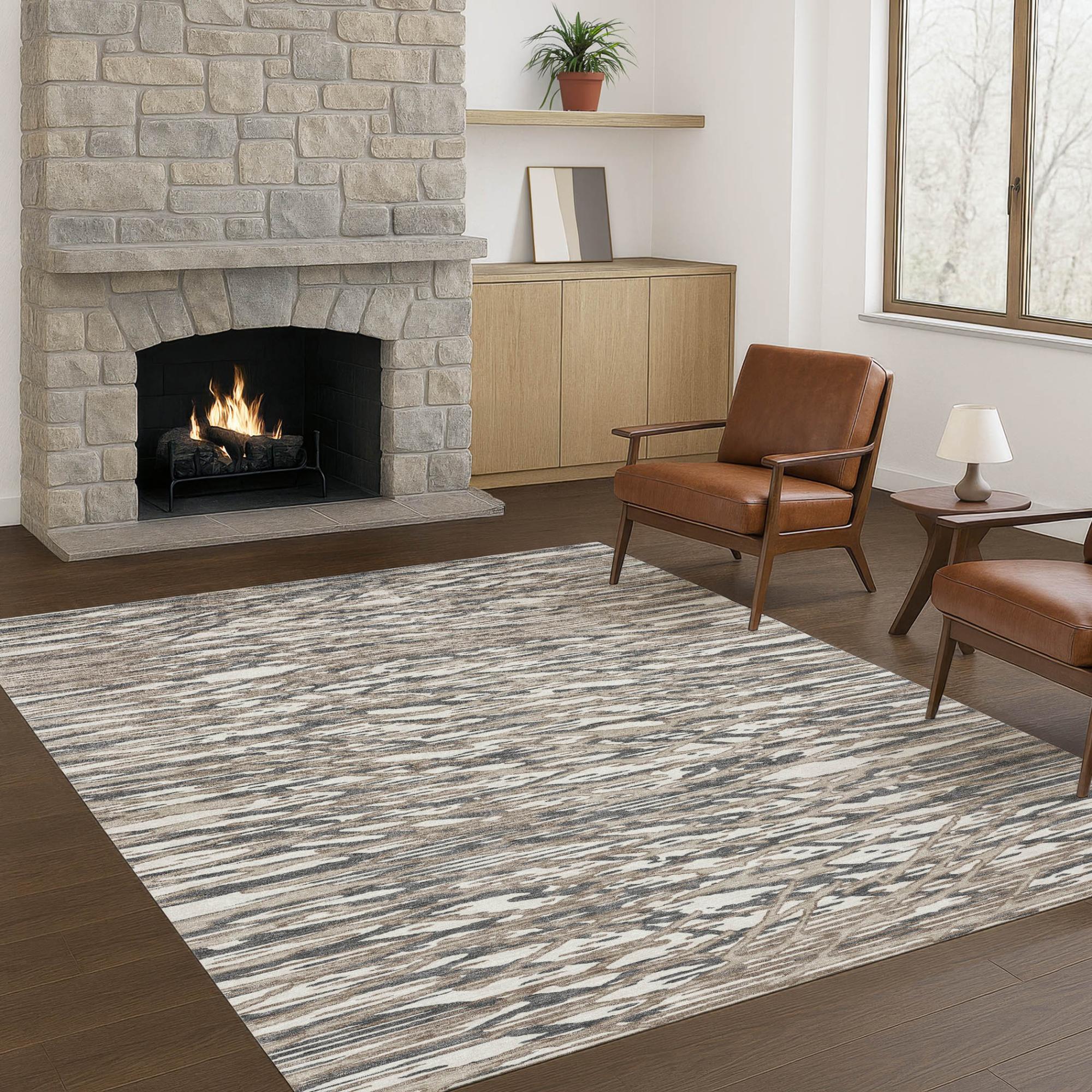 10' X 14' Taupe And Brown Abstract Washable Indoor Outdoor Area Rug Homeroots Outdoor