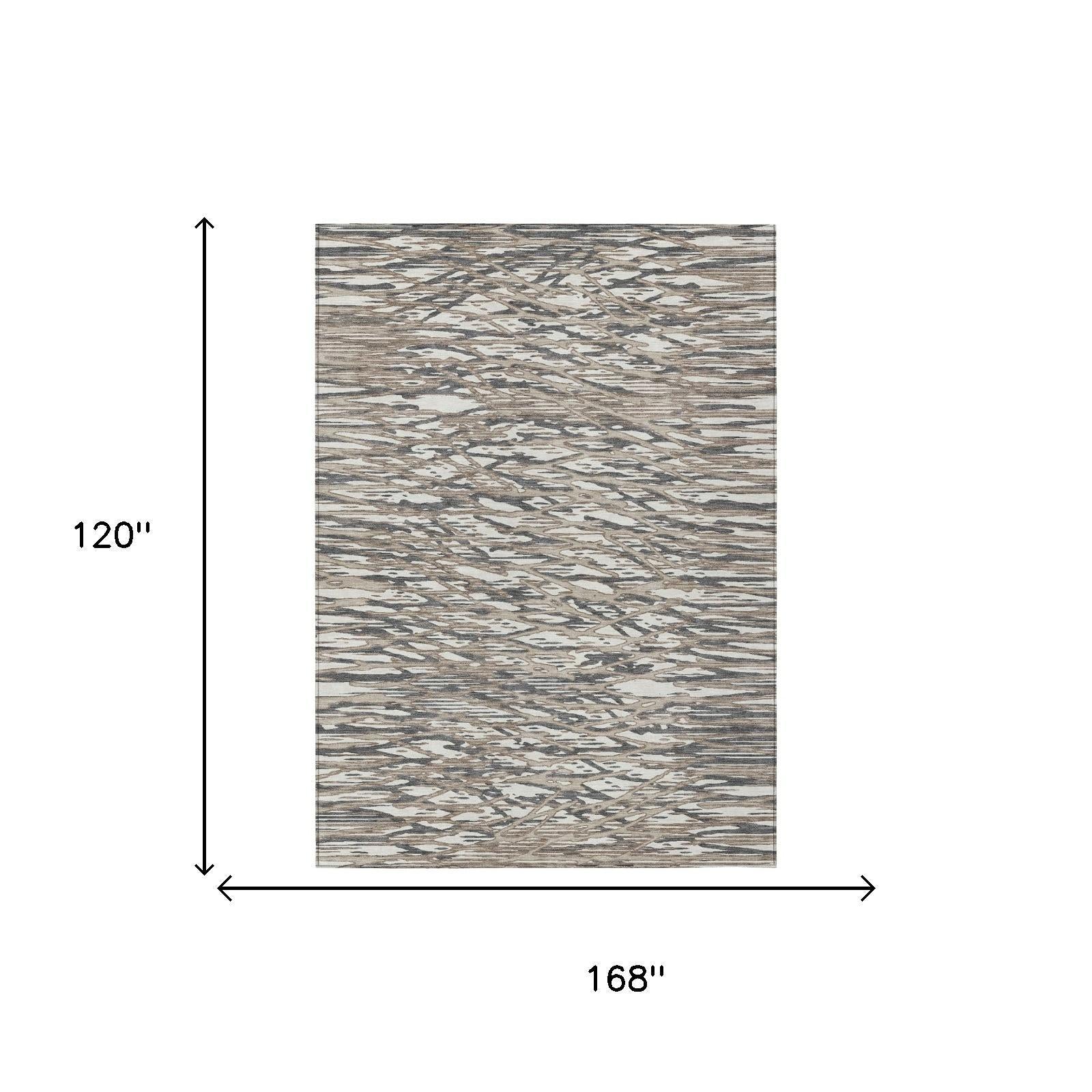 10' X 14' Taupe And Brown Abstract Washable Indoor Outdoor Area Rug Homeroots Outdoor
