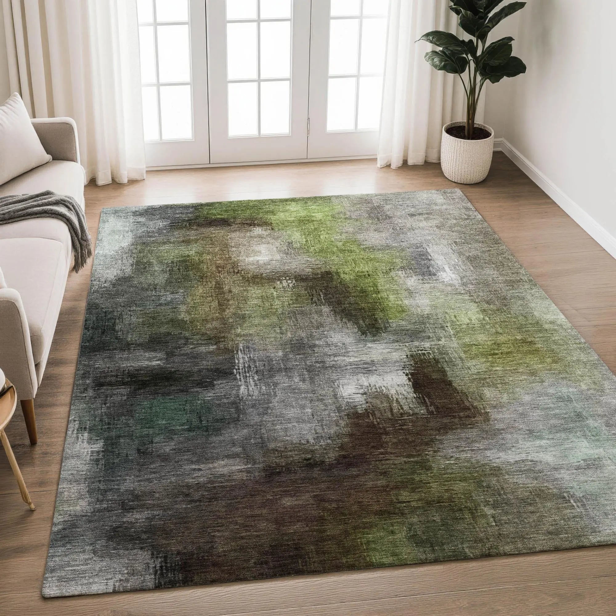 10' X 14' Taupe And Brown Abstract Washable Indoor Outdoor Area Rug Homeroots Outdoor