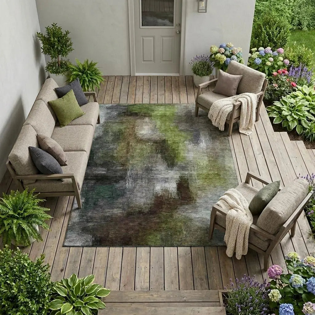 10' X 14' Taupe And Brown Abstract Washable Indoor Outdoor Area Rug Homeroots Outdoor