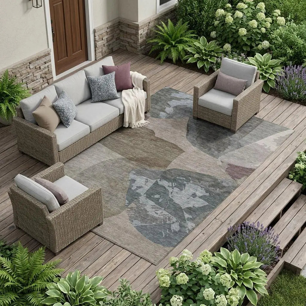 10' X 14' Taupe And Brown Abstract Washable Indoor Outdoor Area Rug Homeroots Outdoor