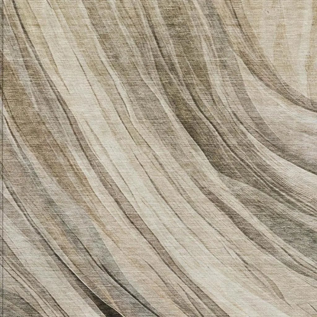 10' X 14' Taupe And Brown Abstract Washable Indoor Outdoor Area Rug Homeroots Outdoor