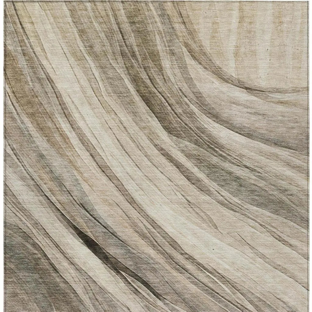 10' X 14' Taupe And Brown Abstract Washable Indoor Outdoor Area Rug Homeroots Outdoor