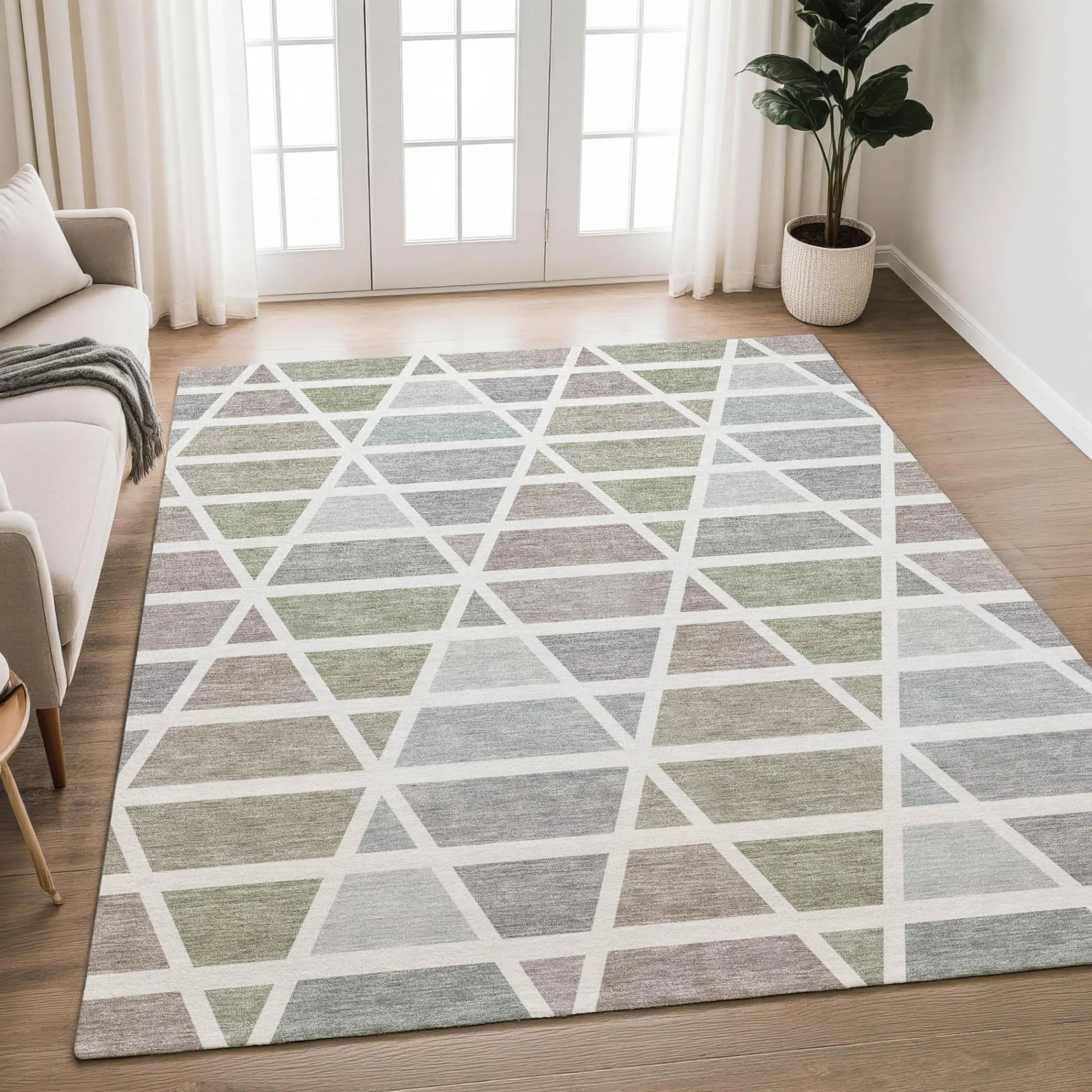 10' X 14' Taupe And Brown Geometric Washable Indoor Outdoor Area Rug Homeroots Outdoor