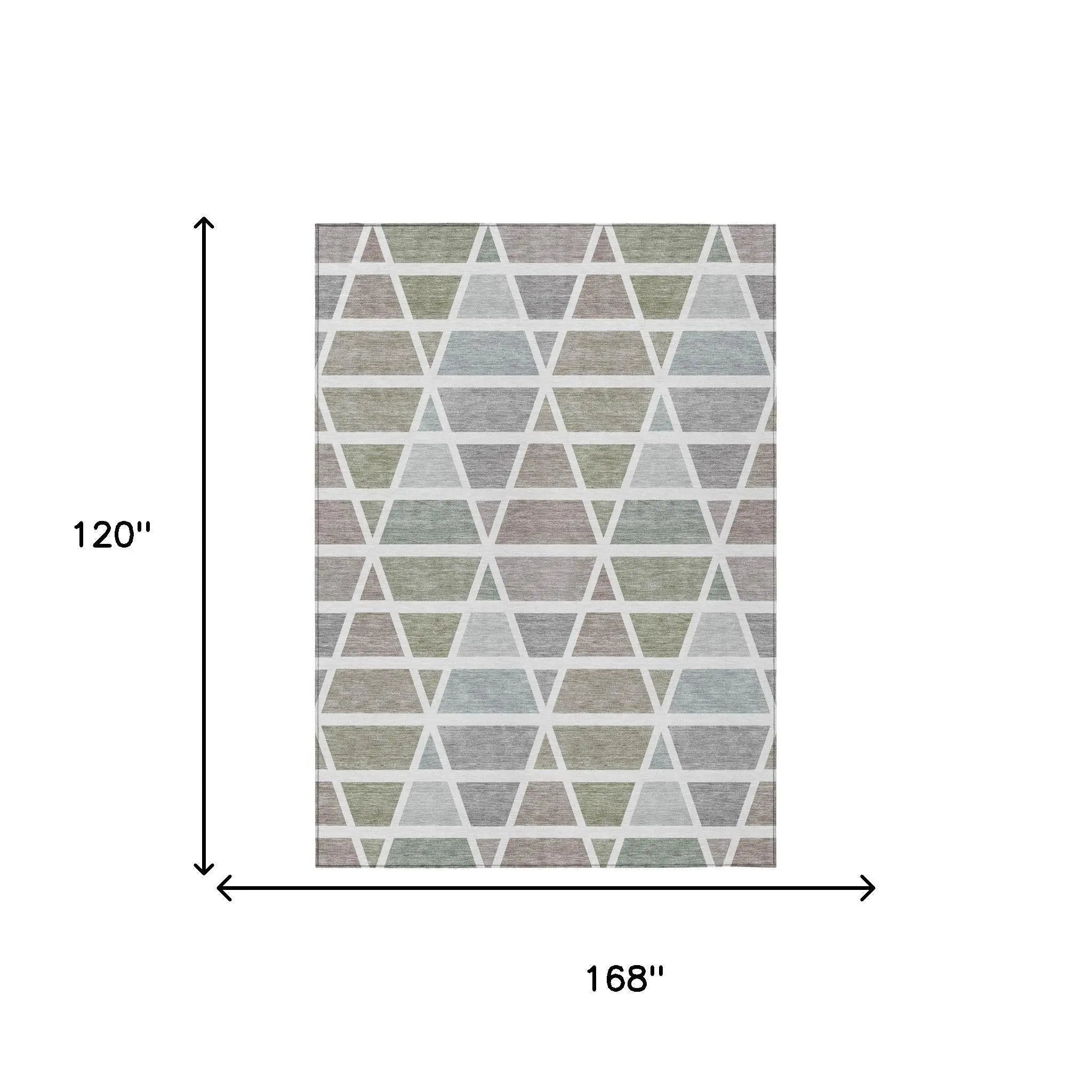 10' X 14' Taupe And Brown Geometric Washable Indoor Outdoor Area Rug Homeroots Outdoor