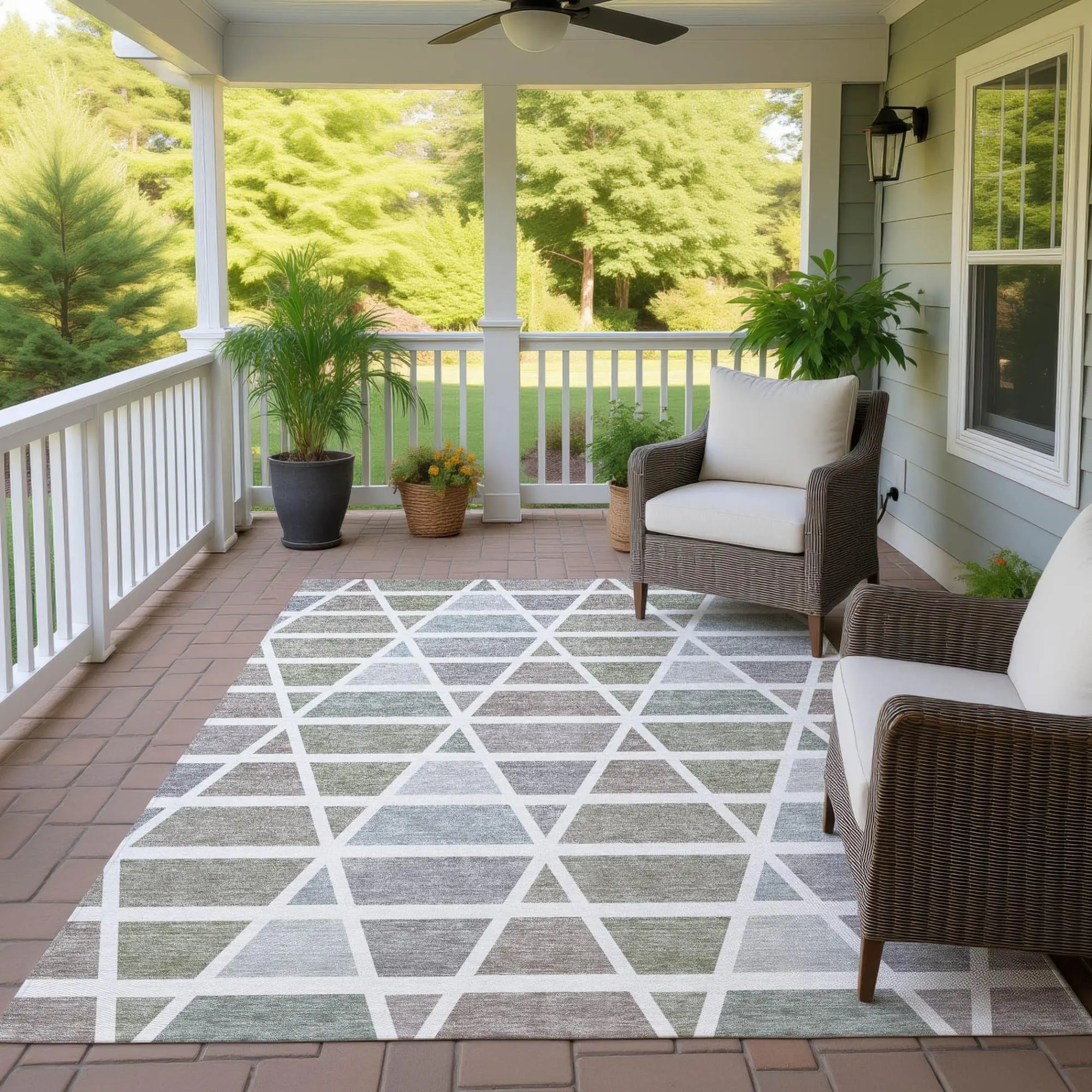 10' X 14' Taupe And Brown Geometric Washable Indoor Outdoor Area Rug Homeroots Outdoor