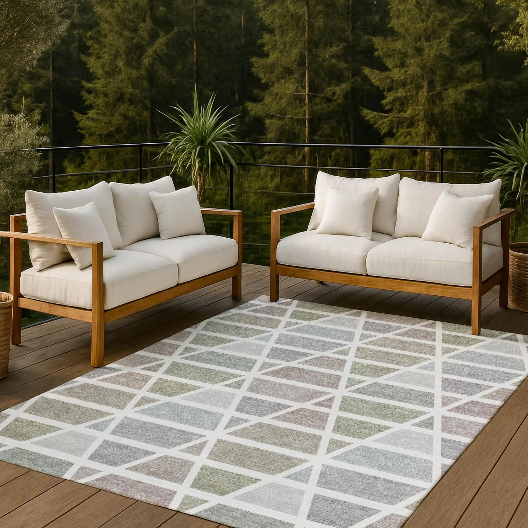 10' X 14' Taupe And Brown Geometric Washable Indoor Outdoor Area Rug Homeroots Outdoor