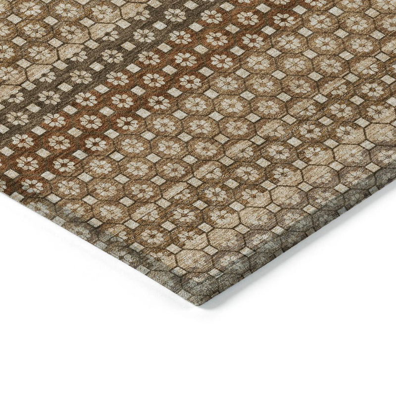 10' X 14' Taupe And Brown Striped Washable Indoor Outdoor Area Rug Homeroots Outdoor