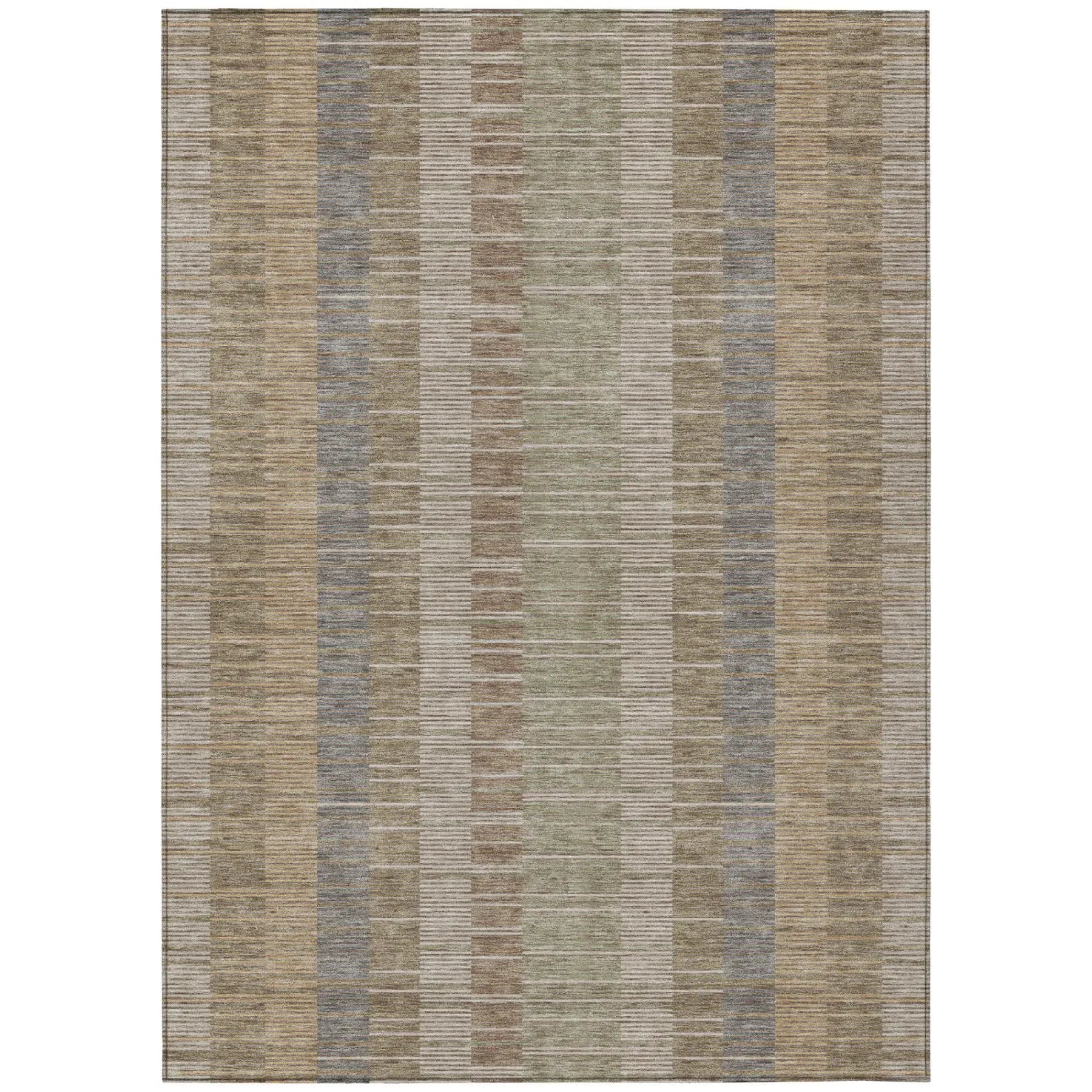 10' X 14' Taupe And Brown Striped Washable Indoor Outdoor Area Rug Homeroots Outdoor