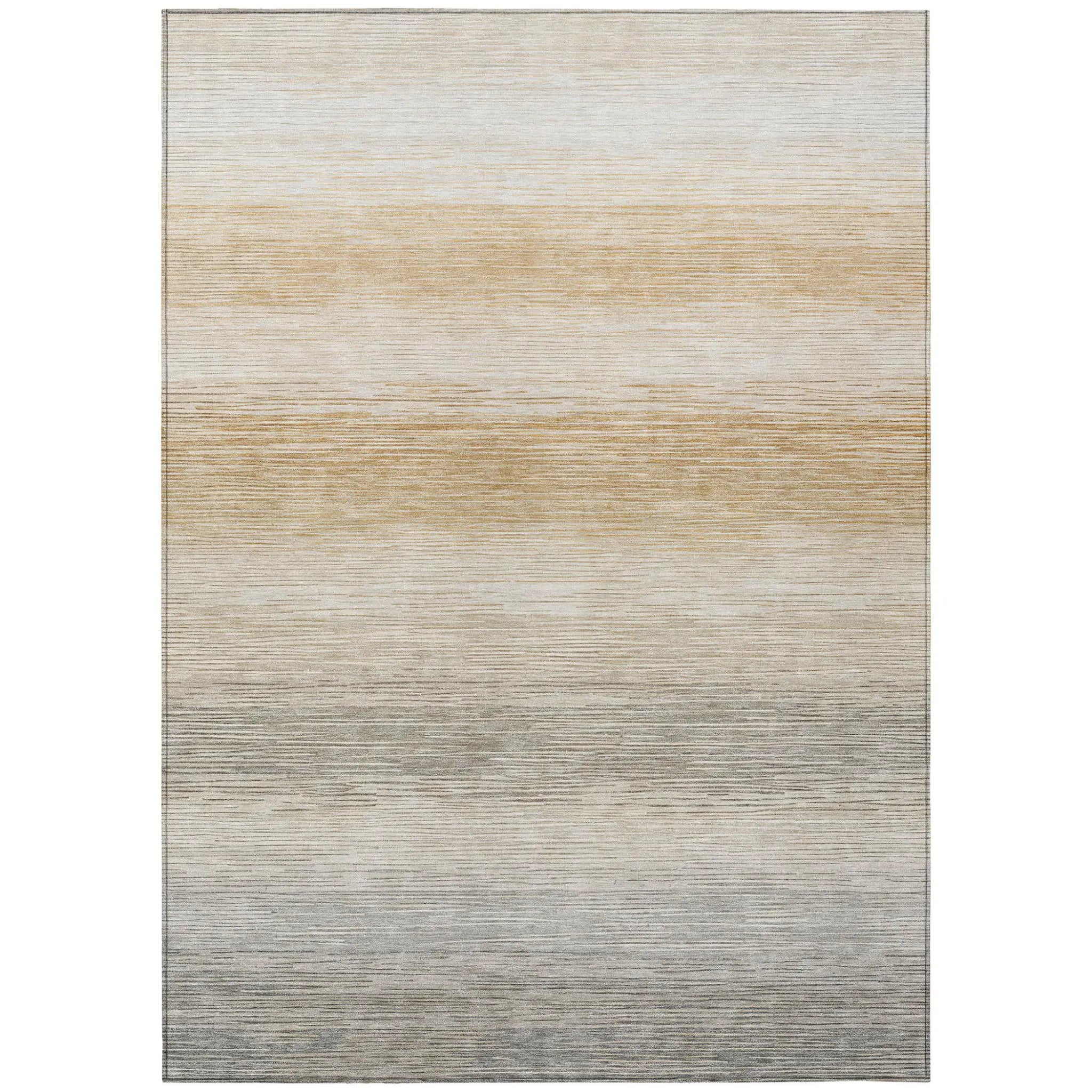 10' X 14' Taupe And Brown Striped Washable Indoor Outdoor Area Rug Homeroots Outdoor