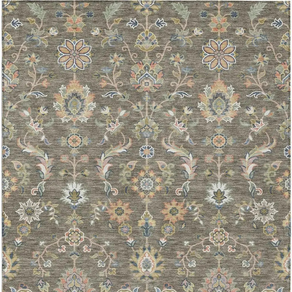 10' X 14' Taupe And Denim Blue Abstract Washable Indoor Outdoor Area Rug Homeroots Outdoor