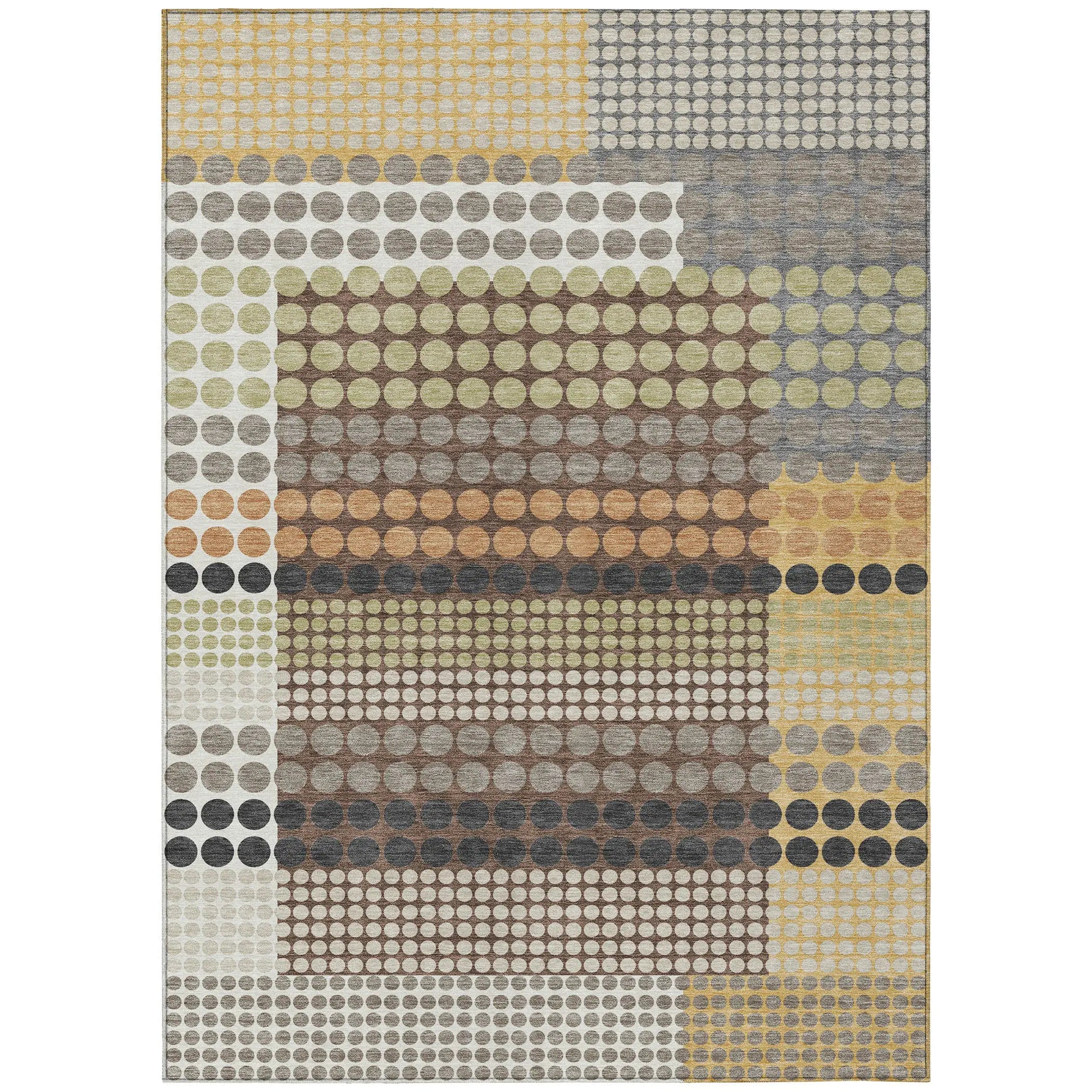 10' X 14' Taupe And Gold Geometric Washable Indoor Outdoor Area Rug Homeroots Outdoor