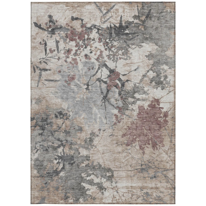 10' X 14' Taupe And Green Abstract Washable Indoor Outdoor Area Rug Homeroots Outdoor