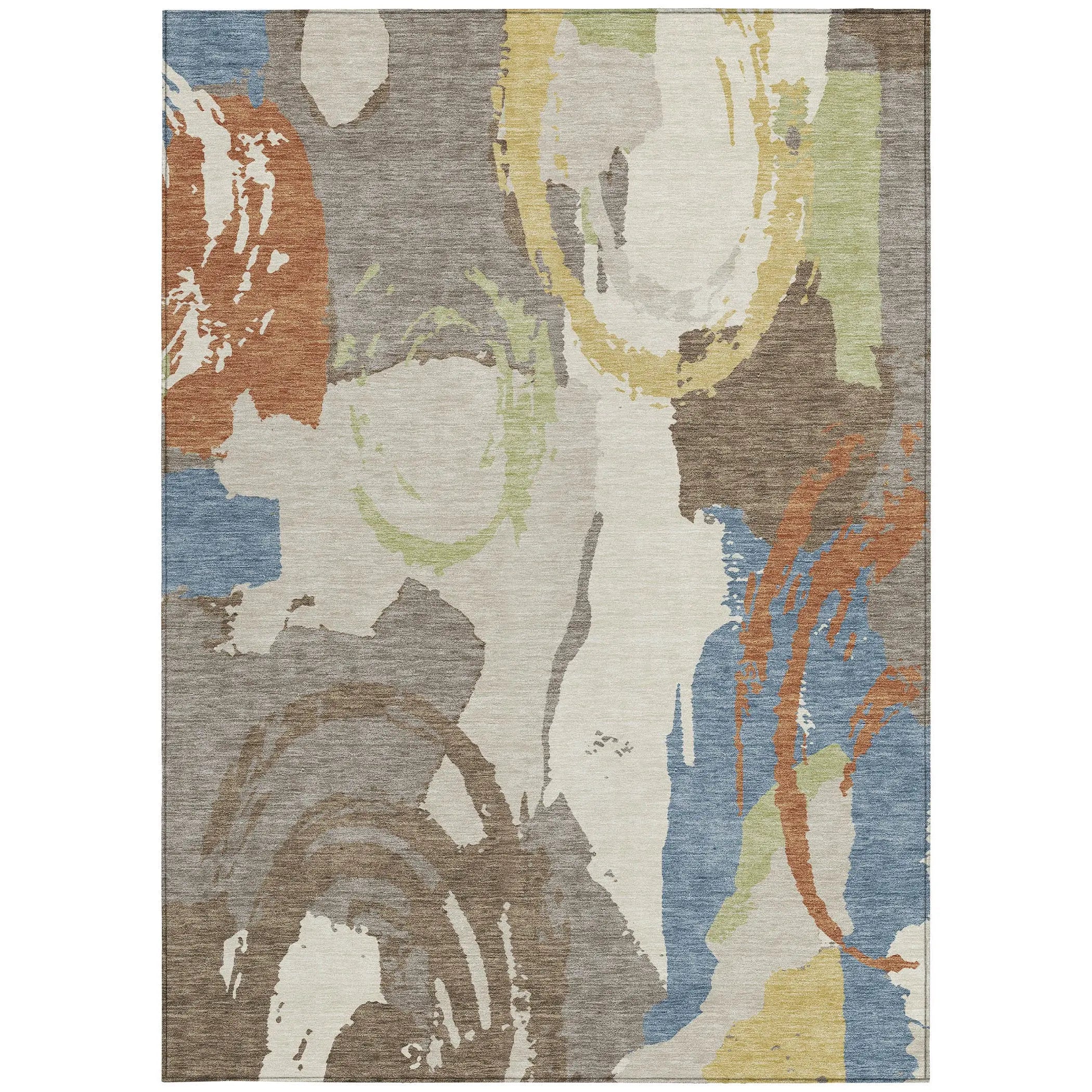 10' X 14' Taupe And Ivory Abstract Washable Indoor Outdoor Area Rug Homeroots Outdoor
