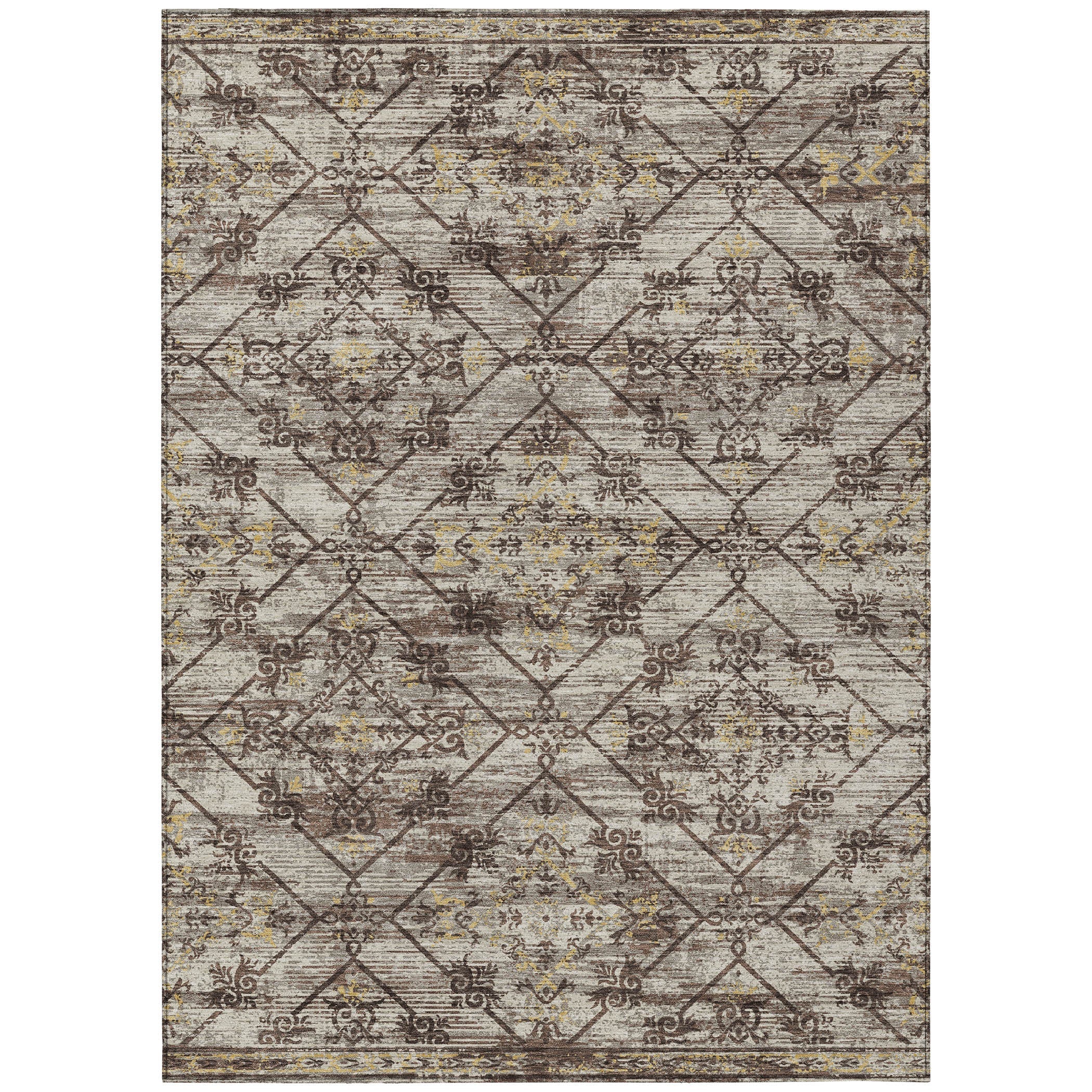 10' X 14' Taupe And Ivory Geometric Washable Indoor Outdoor Area Rug Homeroots Outdoor