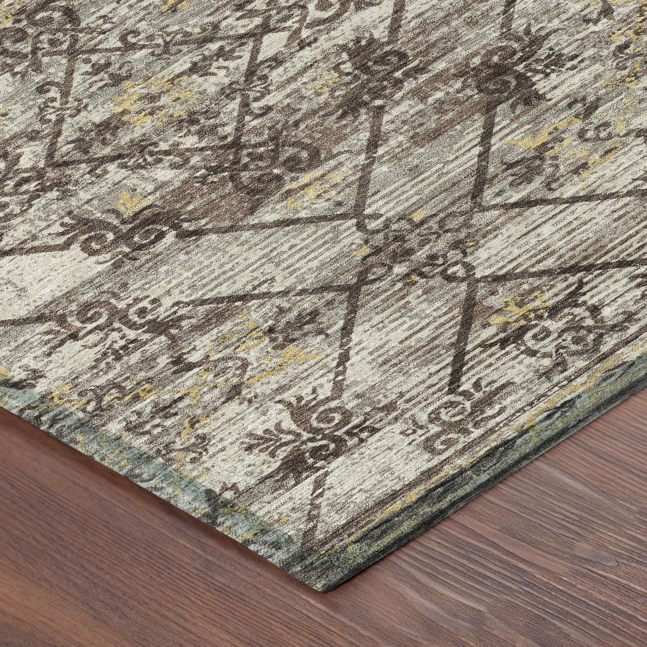 10' X 14' Taupe And Ivory Geometric Washable Indoor Outdoor Area Rug Homeroots Outdoor