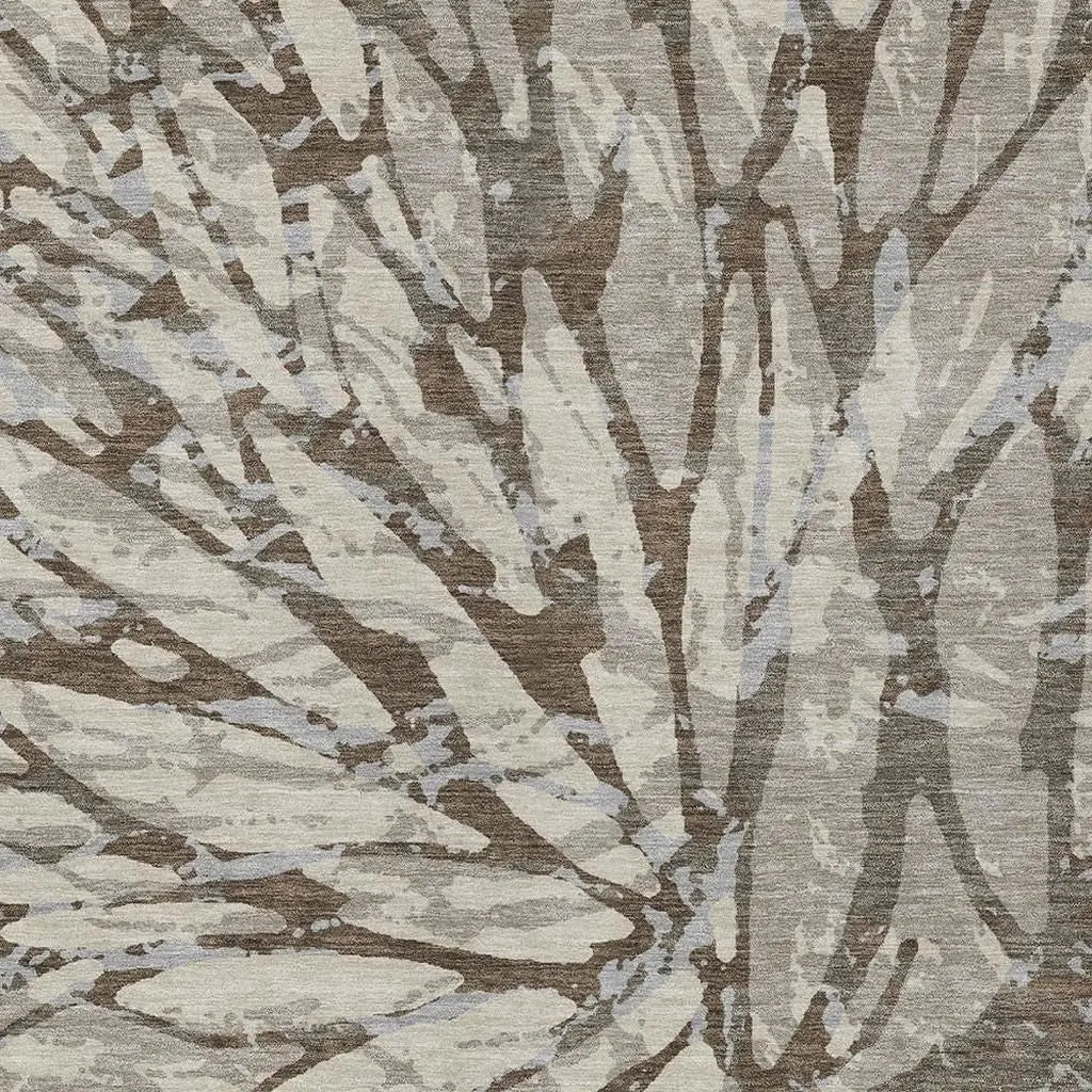 10' X 14' Taupe And Teal Blue Abstract Washable Indoor Outdoor Area Rug Homeroots Outdoor