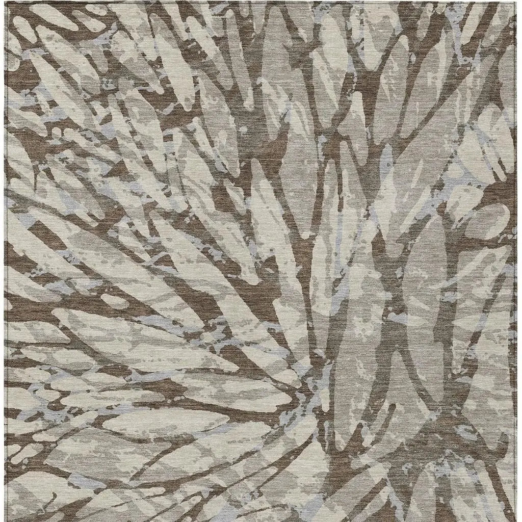10' X 14' Taupe And Teal Blue Abstract Washable Indoor Outdoor Area Rug Homeroots Outdoor