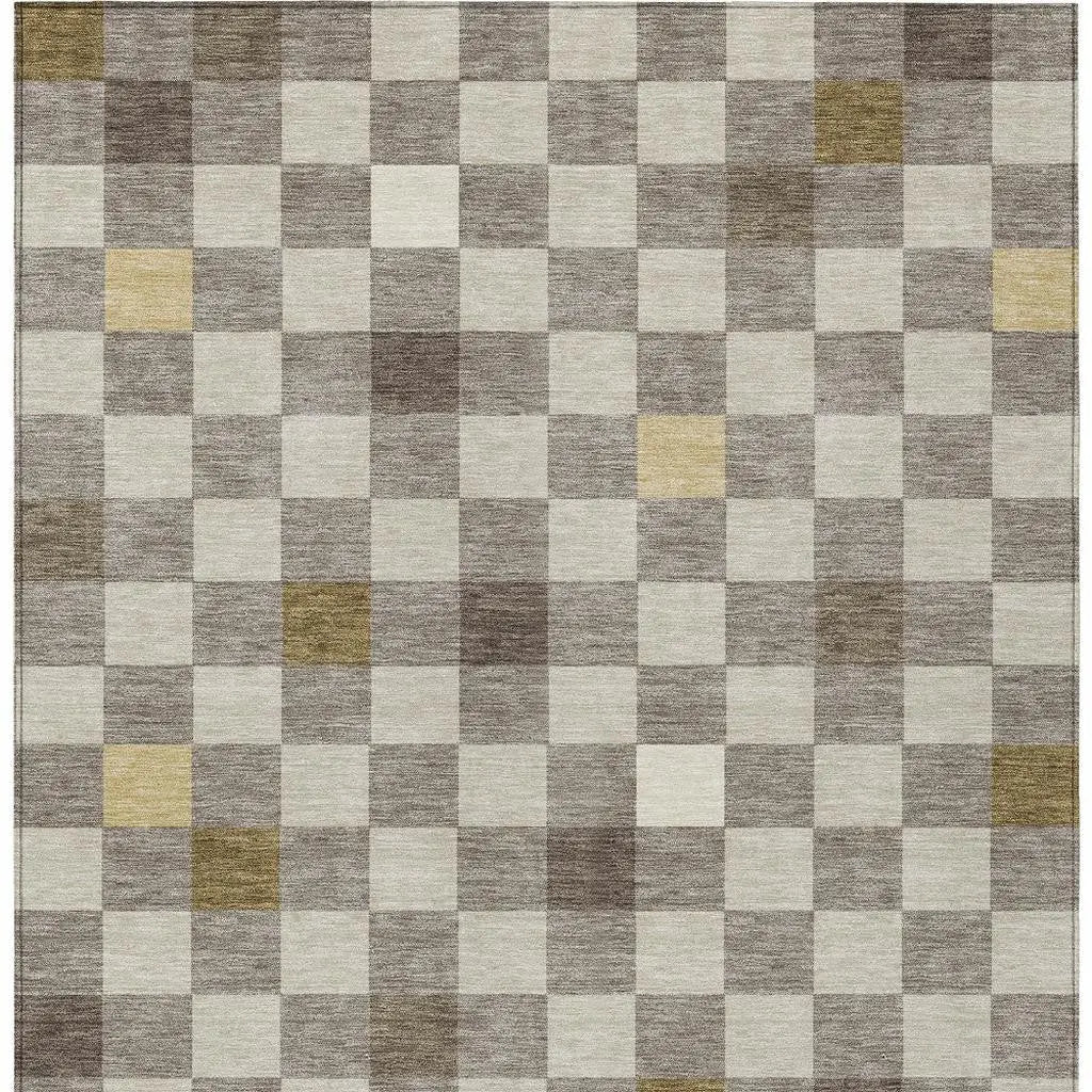10' X 14' Taupe And Teal Blue Geometric Washable Indoor Outdoor Area Rug Homeroots Outdoor