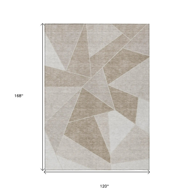 10' X 14' Taupe Brown And Beige Geometric Washable Indoor Outdoor Area Rug Homeroots Outdoor