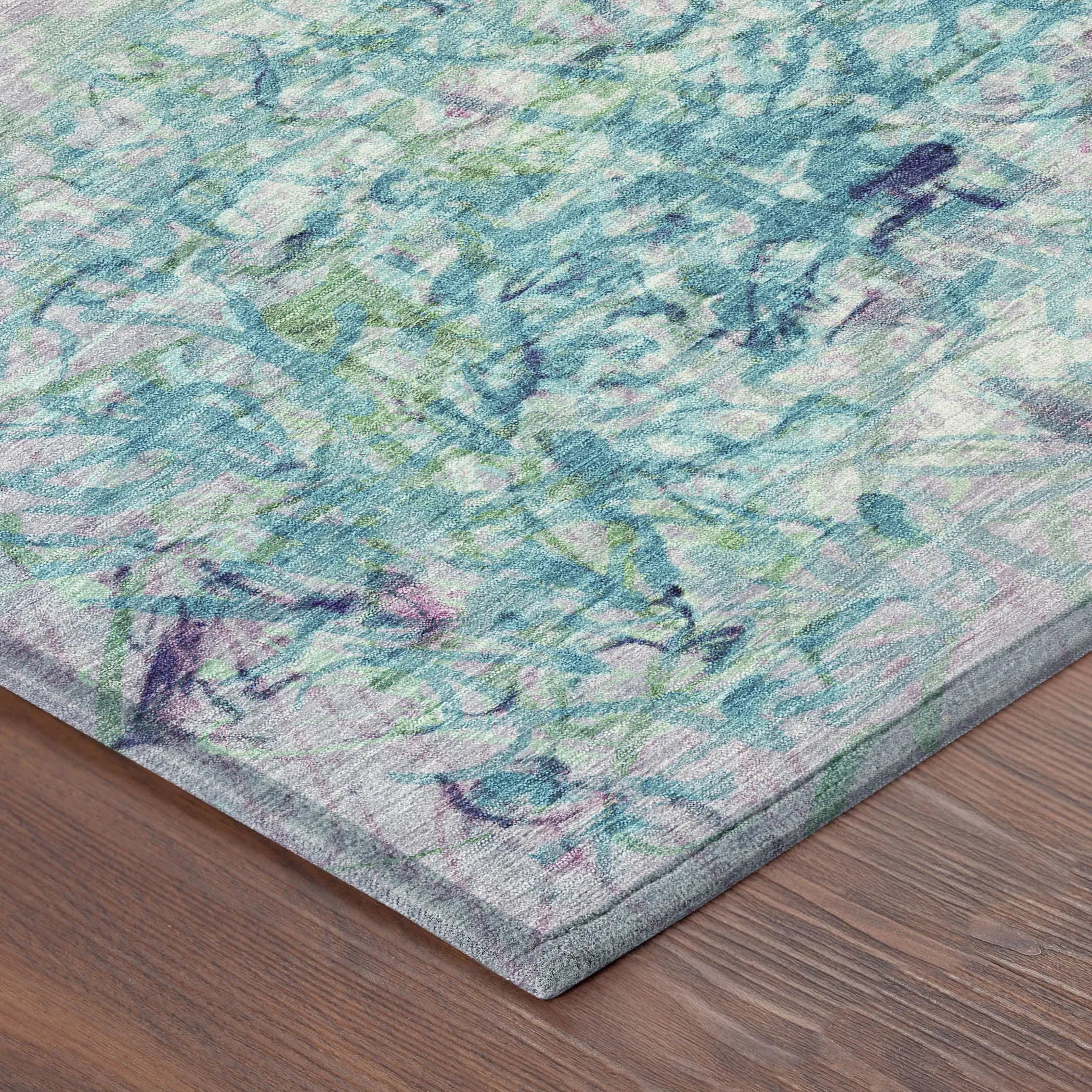 10' X 14' Teal Blue And Aqua Abstract Washable Indoor Outdoor Area Rug Homeroots Outdoor