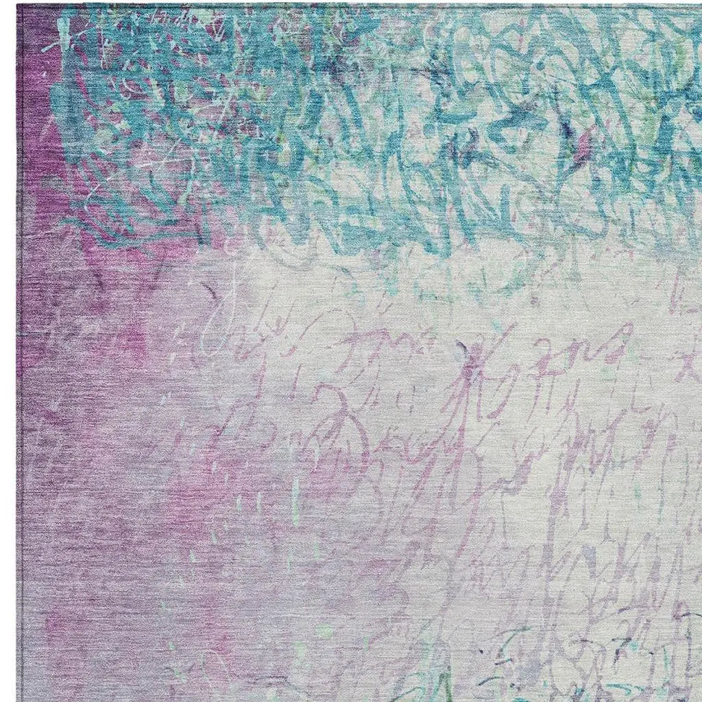 10' X 14' Teal Blue And Aqua Abstract Washable Indoor Outdoor Area Rug Homeroots Outdoor