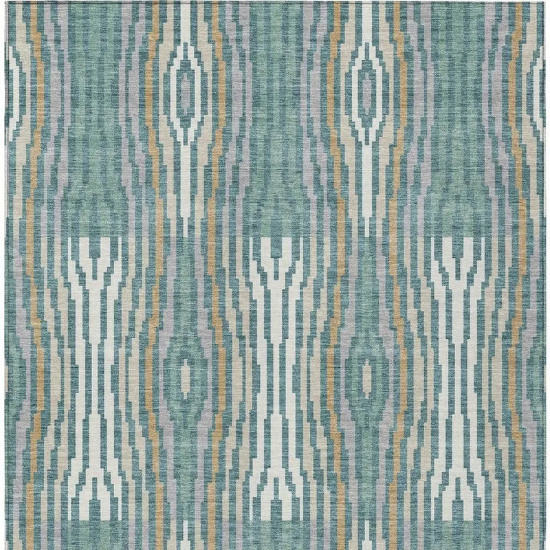 10' X 14' Teal Blue And Aqua Abstract Washable Indoor Outdoor Area Rug Homeroots Outdoor
