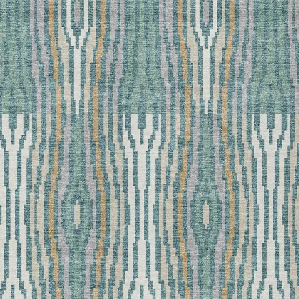 10' X 14' Teal Blue And Aqua Abstract Washable Indoor Outdoor Area Rug Homeroots Outdoor