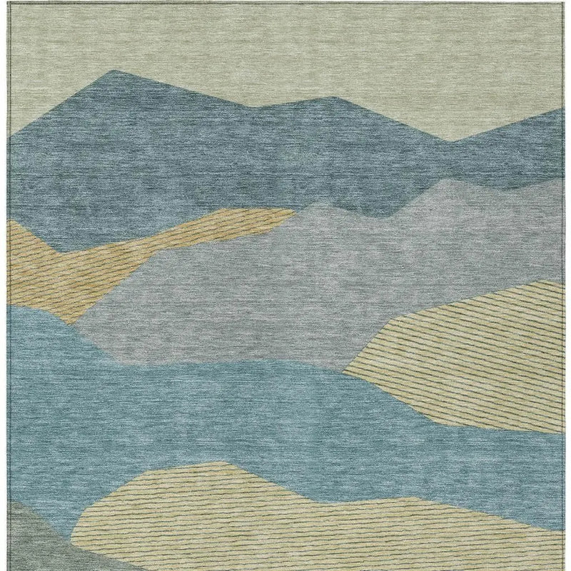 10' X 14' Teal Blue And Aqua Geometric Washable Indoor Outdoor Area Rug Homeroots Outdoor