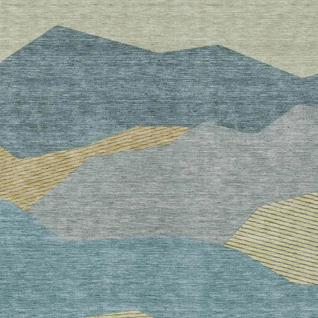 10' X 14' Teal Blue And Aqua Geometric Washable Indoor Outdoor Area Rug Homeroots Outdoor