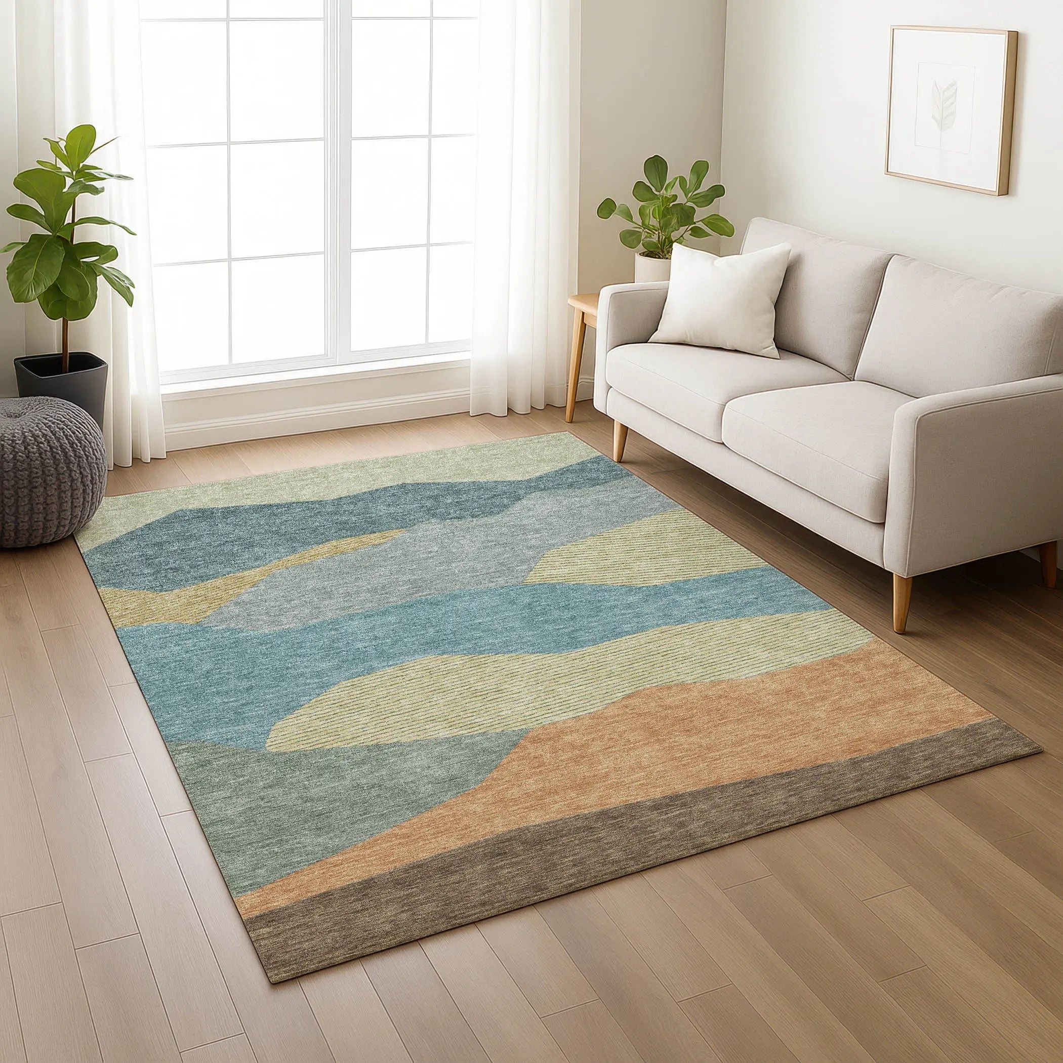 10' X 14' Teal Blue And Aqua Geometric Washable Indoor Outdoor Area Rug Homeroots Outdoor